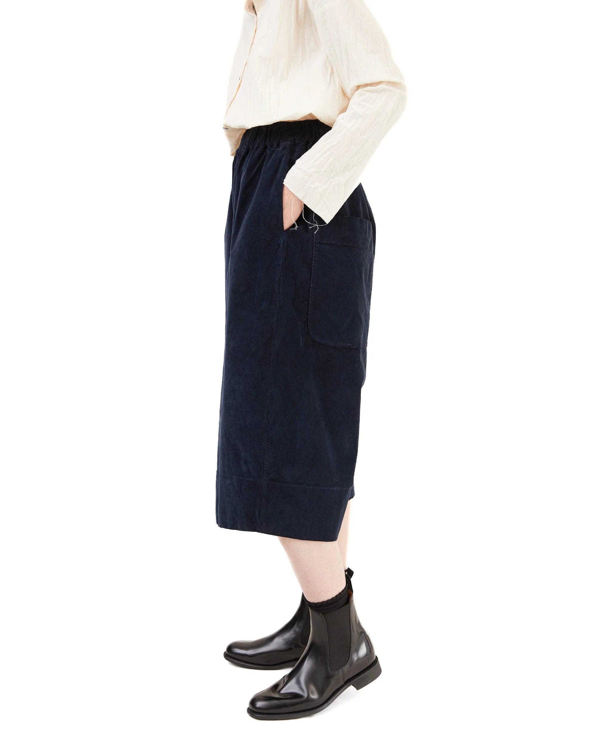 Album Di Famiglia Wide Velvet Trousers in Ink - Image 4