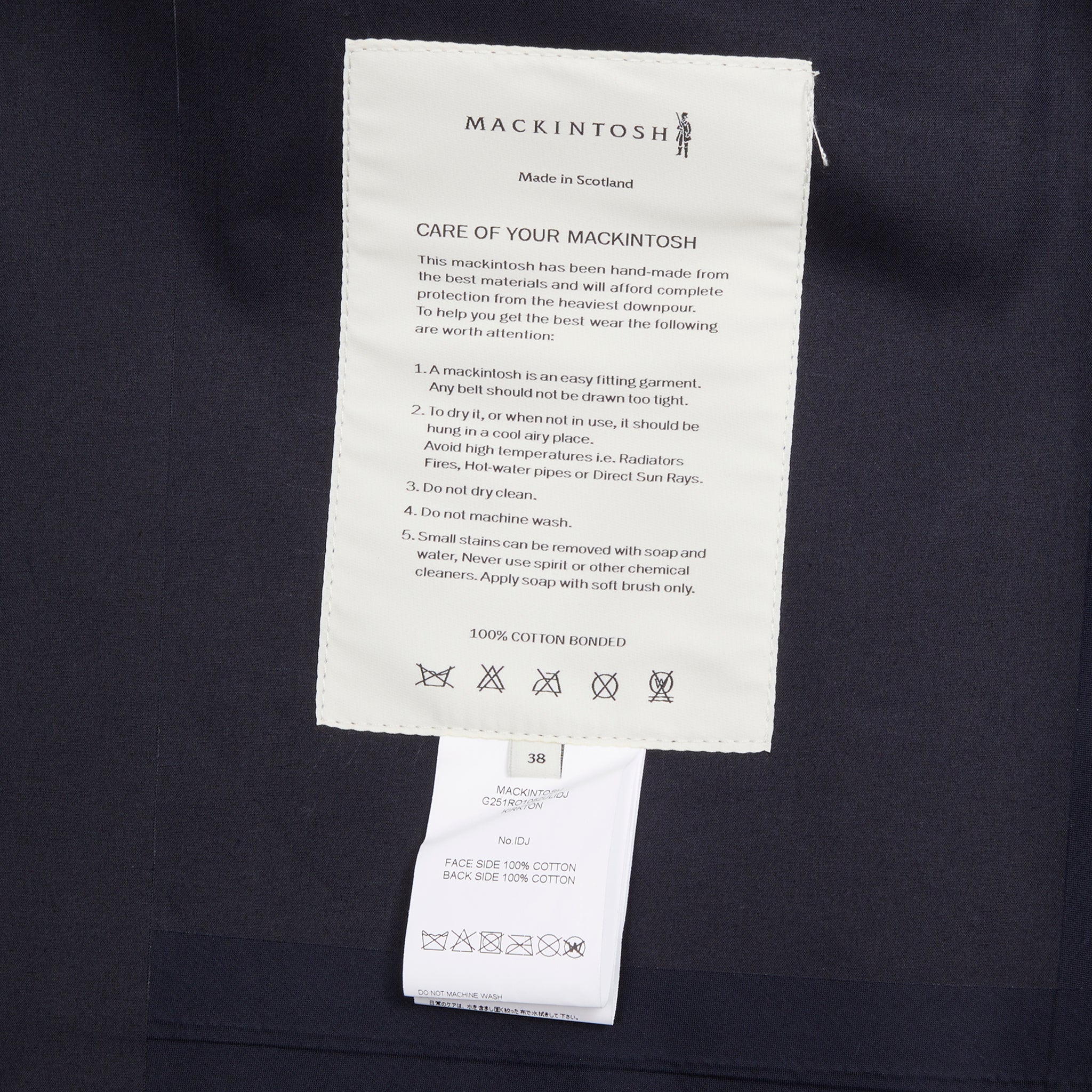 Mackintosh Kirkton Bonded Cotton Hooded Raincoat in Navy - Image 3
